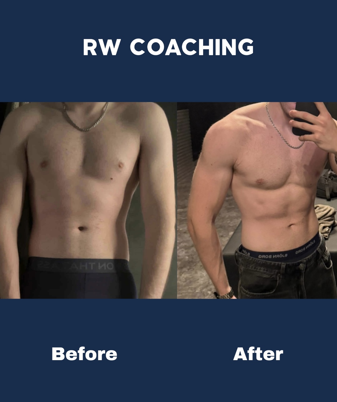 Lars before vs after — skinny fat naar drooggespierd
